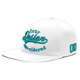 Custom White Light Blue-Navy 3D Puff Embroidery Flat Embroidery Casual Sport Baseball Cap
