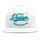 Custom White Light Blue-Navy 3D Puff Embroidery Flat Embroidery Casual Sport Baseball Cap