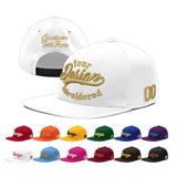 Custom White Light Blue-Navy 3D Puff Embroidery Flat Embroidery Casual Sport Baseball Cap