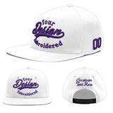 Custom White Light Blue-Navy 3D Puff Embroidery Flat Embroidery Casual Sport Baseball Cap