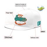 Custom White Light Blue-Navy 3D Puff Embroidery Flat Embroidery Casual Sport Baseball Cap