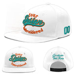 Custom White Light Blue-Navy 3D Puff Embroidery Flat Embroidery Casual Sport Baseball Cap