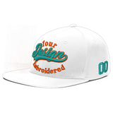 Custom White Light Blue-Navy 3D Puff Embroidery Flat Embroidery Casual Sport Baseball Cap
