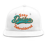 Custom White Light Blue-Navy 3D Puff Embroidery Flat Embroidery Casual Sport Baseball Cap