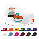 Custom White Light Blue-Navy 3D Puff Embroidery Flat Embroidery Casual Sport Baseball Cap
