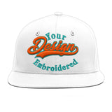 Custom White Light Blue-Navy 3D Puff Embroidery Flat Embroidery Casual Sport Baseball Cap