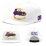 Custom White Light Blue-Navy 3D Puff Embroidery Flat Embroidery Casual Sport Baseball Cap