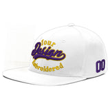 Custom White Light Blue-Navy 3D Puff Embroidery Flat Embroidery Casual Sport Baseball Cap