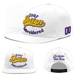 Custom White Light Blue-Navy 3D Puff Embroidery Flat Embroidery Casual Sport Baseball Cap