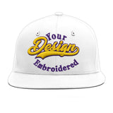 Custom White Light Blue-Navy 3D Puff Embroidery Flat Embroidery Casual Sport Baseball Cap