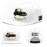 Custom White Light Blue-Navy 3D Puff Embroidery Flat Embroidery Casual Sport Baseball Cap