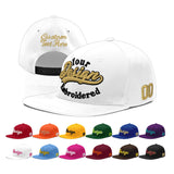 Custom White Light Blue-Navy 3D Puff Embroidery Flat Embroidery Casual Sport Baseball Cap