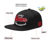 Custom Black 3D Puff Embroidery Flat Embroidery Casual Sport Baseball Cap
