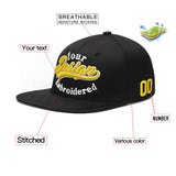 Custom Black 3D Puff Embroidery Flat Embroidery Casual Sport Baseball Cap