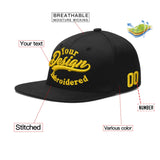 Custom Black 3D Puff Embroidery Flat Embroidery Casual Sport Baseball Cap