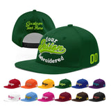 Custom Green Neon Green-White 3D Puff Embroidery Flat Embroidery Casual Sport Baseball Cap