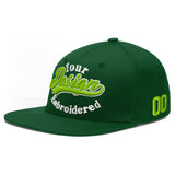 Custom Green Neon Green-White 3D Puff Embroidery Flat Embroidery Casual Sport Baseball Cap