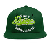 Custom Green Neon Green-White 3D Puff Embroidery Flat Embroidery Casual Sport Baseball Cap