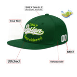 Custom Green Neon Green-White 3D Puff Embroidery Flat Embroidery Casual Sport Baseball Cap