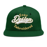 Custom Green Neon Green-White 3D Puff Embroidery Flat Embroidery Casual Sport Baseball Cap