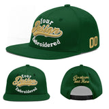 Custom Green Neon Green-White 3D Puff Embroidery Flat Embroidery Casual Sport Baseball Cap