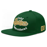Custom Green Neon Green-White 3D Puff Embroidery Flat Embroidery Casual Sport Baseball Cap