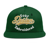 Custom Green Neon Green-White 3D Puff Embroidery Flat Embroidery Casual Sport Baseball Cap