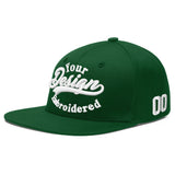 Custom Green Neon Green-White 3D Puff Embroidery Flat Embroidery Casual Sport Baseball Cap