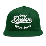 Custom Green Neon Green-White 3D Puff Embroidery Flat Embroidery Casual Sport Baseball Cap