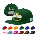 Custom Green Neon Green-White 3D Puff Embroidery Flat Embroidery Casual Sport Baseball Cap