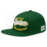 Custom Green Neon Green-White 3D Puff Embroidery Flat Embroidery Casual Sport Baseball Cap