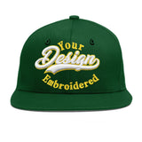 Custom Green Neon Green-White 3D Puff Embroidery Flat Embroidery Casual Sport Baseball Cap