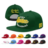 Custom Green Neon Green-White 3D Puff Embroidery Flat Embroidery Casual Sport Baseball Cap