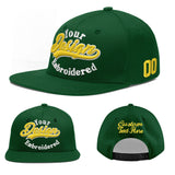 Custom Green Neon Green-White 3D Puff Embroidery Flat Embroidery Casual Sport Baseball Cap