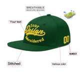 Custom Green Neon Green-White 3D Puff Embroidery Flat Embroidery Casual Sport Baseball Cap