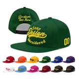 Custom Green Neon Green-White 3D Puff Embroidery Flat Embroidery Casual Sport Baseball Cap