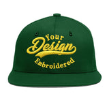 Custom Green Neon Green-White 3D Puff Embroidery Flat Embroidery Casual Sport Baseball Cap