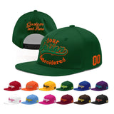 Custom Green Neon Green-White 3D Puff Embroidery Flat Embroidery Casual Sport Baseball Cap