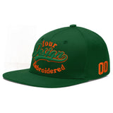 Custom Green Neon Green-White 3D Puff Embroidery Flat Embroidery Casual Sport Baseball Cap