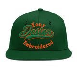 Custom Green Neon Green-White 3D Puff Embroidery Flat Embroidery Casual Sport Baseball Cap