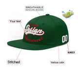 Custom Green Neon Green-White 3D Puff Embroidery Flat Embroidery Casual Sport Baseball Cap
