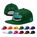 Custom Green Neon Green-White 3D Puff Embroidery Flat Embroidery Casual Sport Baseball Cap