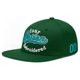 Custom Green Neon Green-White 3D Puff Embroidery Flat Embroidery Casual Sport Baseball Cap
