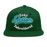 Custom Green Neon Green-White 3D Puff Embroidery Flat Embroidery Casual Sport Baseball Cap