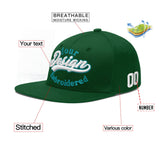 Custom Green Neon Green-White 3D Puff Embroidery Flat Embroidery Casual Sport Baseball Cap