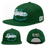 Custom Green Neon Green-White 3D Puff Embroidery Flat Embroidery Casual Sport Baseball Cap