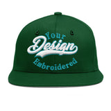 Custom Green Neon Green-White 3D Puff Embroidery Flat Embroidery Casual Sport Baseball Cap