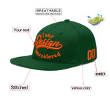 Custom Green Neon Green-White 3D Puff Embroidery Flat Embroidery Casual Sport Baseball Cap