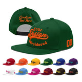 Custom Green Neon Green-White 3D Puff Embroidery Flat Embroidery Casual Sport Baseball Cap