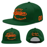 Custom Green Neon Green-White 3D Puff Embroidery Flat Embroidery Casual Sport Baseball Cap